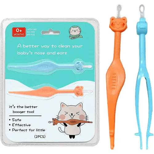 Two Pack 3 in 1 Baby Nose and Ear Gadget, Safe Baby Booger Remover, Nose Cleaning Tweezers, Nose Cleaner for Baby Infants and Toddlers, Dual Earwax and Snot Removal Baby Must Have Items