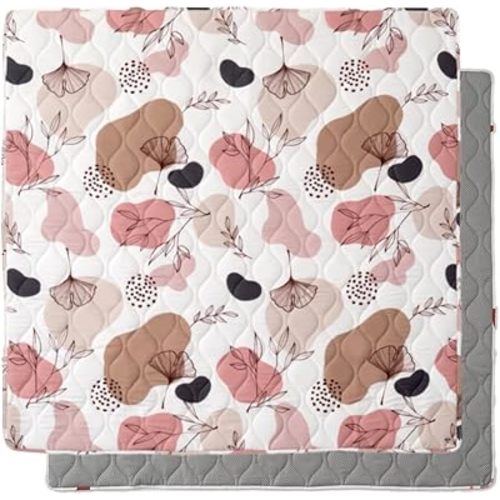 Bunnikins & Clover Baby Play Mat for Floor, 50" x 50" Thicken Soft Baby Play Mat, Foldable and Non Slip One-Piece Crawling Mat, Machine Washable Foam Play Mat for Baby, Toddlers Infants, Tummy Time