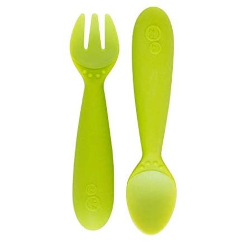 ezpz Mini Utensils (Fork & Spoon in Lime) - 100% BPA Free Fork and Spoon for Toddlers First Foods + Self-Feeding - Designed by a Pediatric Feeding Specialist - 12 Months+