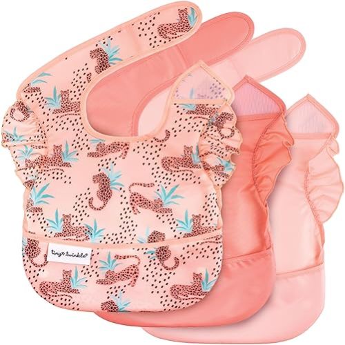 Tiny Twinkle Mess-Proof Baby Bib - Waterproof Bib for Baby Boy or Girl - PFAS, PVC, BPA, Phthalate Free - Baby Food Bibs