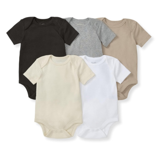 Burt's Bees Baby Unisex Organic Cotton Short and Long Sleeve Bodysuits, 5-Pack