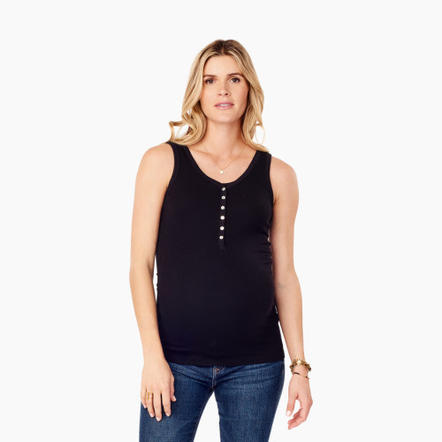 Ingrid and Isabel Henley Rib Nursing Tank - Jet Black, M