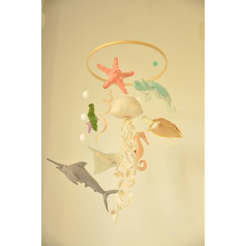 Ocean Theme Nursery,Nautical nursery decor,Swordfish crib mobile,sailfish/jellyfish/lobster/Hippocampus crib mobile,Pregnancy gift,baby gift