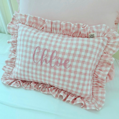 Baby Name Pillow With Ruffles, Personalized Nursery Cushion | Newborn Keepsake & Baby Shower Gift