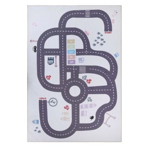 Path Non-Slip Kids Playroom Nursery Washable Indoor Area Rug, 5'x7'6", Ivory - Blue Nile Mills