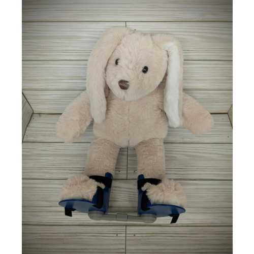 Stuffed Bunny with Blue Clubfoot Boots and Bar (BNB); Plush Animal Clubfoot Brace