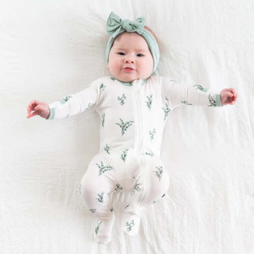 Zippered Footie in Eucalyptus Color, 0-3 months