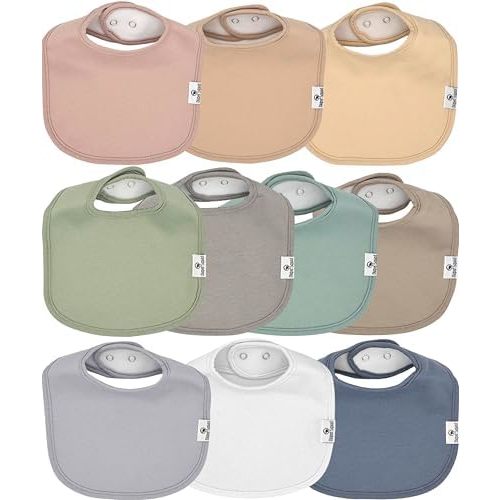 DiaperSquad's 100% Organic Cotton Baby Drool Bibs, Super Absorbent & Adjustable Baby Bibs for Drooling and Teething