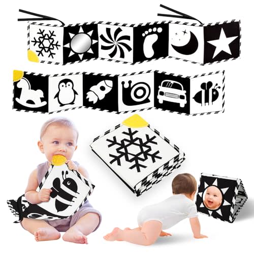 High Contrast Baby Toys, Black and White Newborn Toys for Brain Development, Soft Baby Books, Infant Sensory 0-6-12 Months, Tummy Time Toy, Visual Stimulation Montessori Gift