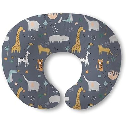 Plushii Nursing Pillow for Breastfeeding, Soft and Supportive Breastfeeding Pillow for Mom and Baby, Cute Feeding Pillow with Removable Cover for 0–12 Months, Blue Animals