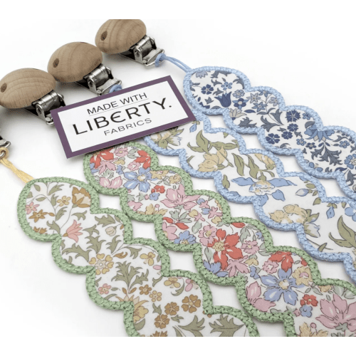 Liberty Fabric Luxury Scallop Style Dummy Clip | Pacifier/Soother Holder | Baby Shower Gift or Newborn Accessory.