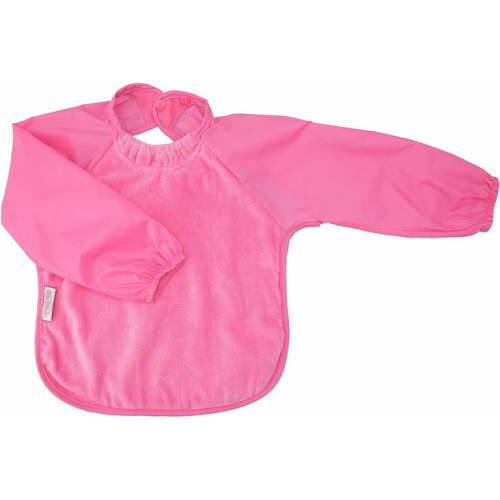 Silly Billyz Waterproof Cotton Velour & Nylon Long Sleeve Toweling Bib (Fuchsia, Small)
