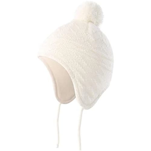 Connectyle Toddler Boys Girls Beanie Hat Fleece Lined Knit Kids Hat with Ear Flaps Warm Winter Hat Acrylic Watch Hat