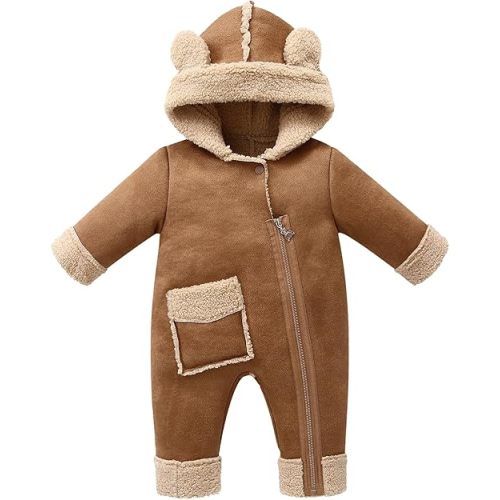 Toddler Snow Suit Baby Snowsuit Infant Winter Coats Fleece Clohtes 0-2T Jumpsuit