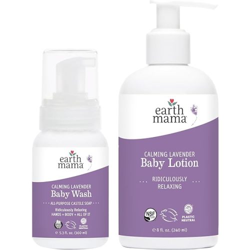 Earth Mama Bathtime Bundle | Calming Lavender Baby Wash & Moisturizing Calendula Lotion