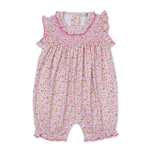 Blossoming Bows Floral Short Smocked Playsuit