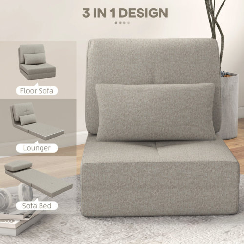 Ebern Designs Convertible Modular Toddler Safe Chair, Floor Lazy Sofa with Adjustable Backrest, Beige
