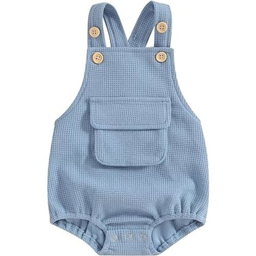 Kuriozud Unisex Baby Boy Girl Clothes Sleeveless Romper Bodysuit Crossback Strap Jumpsuit Overall Shorts One Piece Outfit