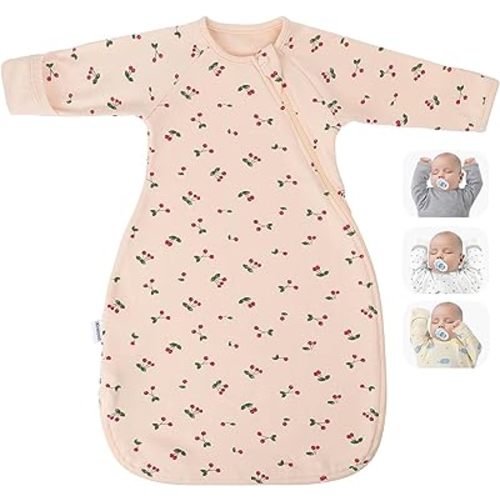 Transitional Swaddle Sack with Arms Up Length Sleeves and Mitten Cuffs, 2 Ways Zipper Sleeping Bag, Wearable Swaddling Blanket for Newborns Baby Boys Girls Sleep Sacks Snug Fit Calms Startle Reflex