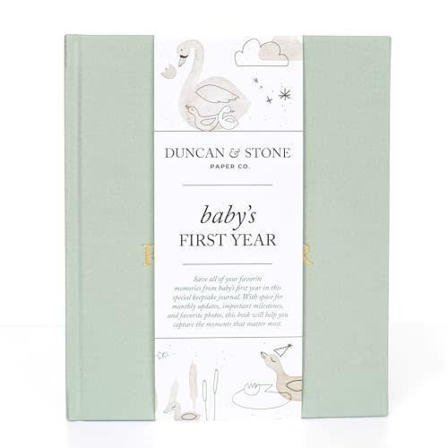Baby First Year Book - Heirloom Keepsake Baby Memory Book to Record Important Milestones, Photos & More - Pregnancy Books (Sage Green,112 Pages)