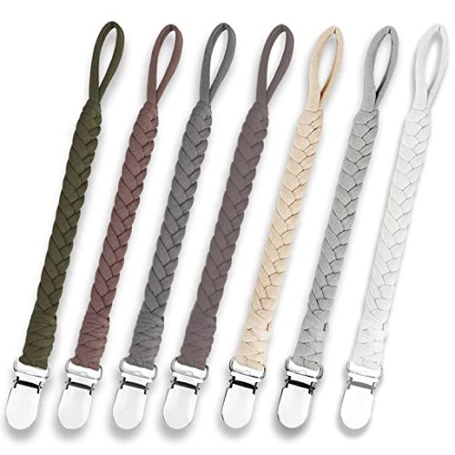 7 Pcs Braided Pacifier Clip, Pacifier Clips for Boys & Baby Girls, Pacifier Holder Clip Binky Clips