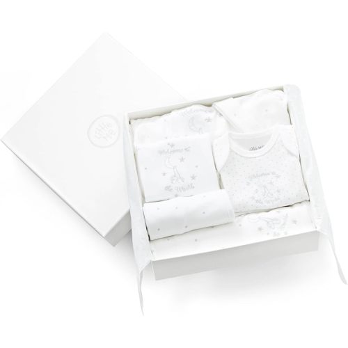 Little Me Baby Layette Gift Set - Footie and Cap, Onesie, 3-Piece Bib And Burp Set, Swaddling Blanket, Baby Shower Gifts
