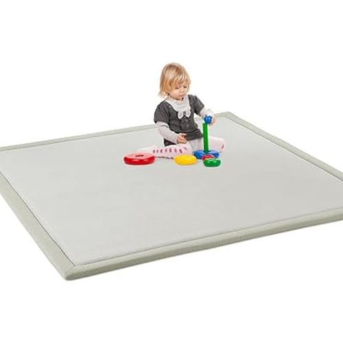 HOMBYS 1.2-Inch Thick Play Mat for Playpen 71x59, Memory Foam Baby Play Carpet Mat with Non-Slip Backing for Kids Toddler Crawling and Play, Super Soft Velvet Playmat for Nusery
