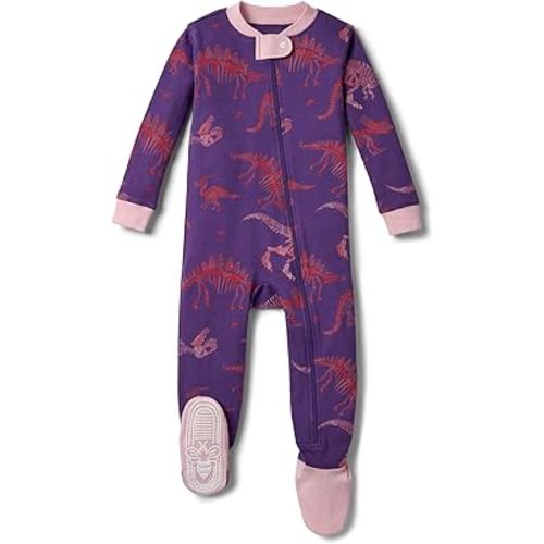 Burt's Bees Baby baby-girls Sleeper Pajamas, Zip Front Non-slip Footed Sleeper Pjs