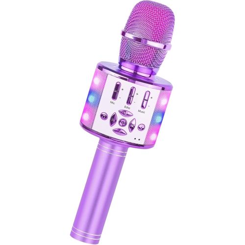 Amazmic Toys for Girls, Kids Karaoke Microphone Toddler Microphone for Kids with Lights, Birthday Gift for Girls, Boys Toy Age 3 4 5 6 7 8+(Light Purple)