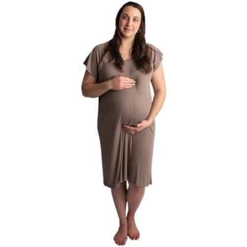 Three Little Tots Mommy Labor and Delivery Gown - Stretchy Soft Maternity and Nursing Nightgown