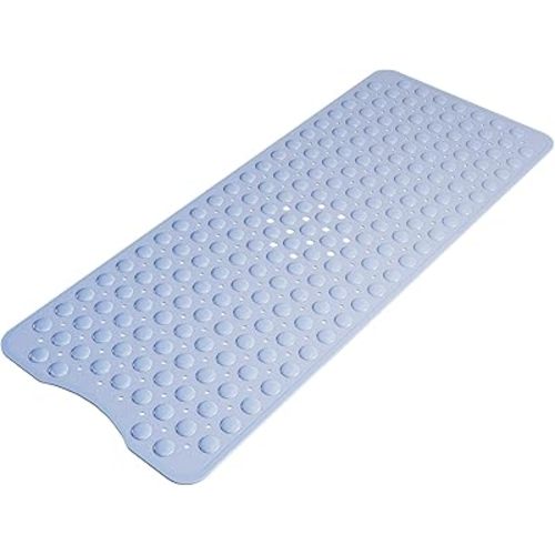 AmazerBath Shower Mat Non Slip 40 x 16 Inches, Shower Stall Mats with Suction Cups and Drain Holes, Non Slip Bath Mat for Tub for Elderly & Kids, Baby Blue