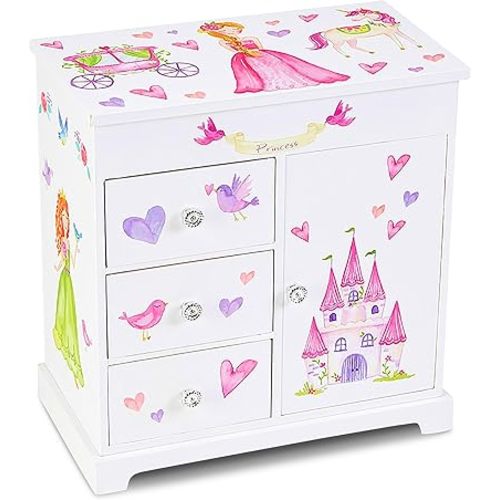 Jewelkeeper Jewelry Box for Girls with 3 Drawers - Musical Princess Jewelry Box with Spinning Doll and Dance of the Sugar Plum Fairy Tune - Appreciated Gifts for Kids - 9.5 x 7.75 x 9.5 Inches