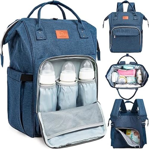 KeaBabies Baby Diaper Bag Backpack - Baby Bag for Boys, Girls, Waterproof Multi Function Baby Backpack, Large Diaper Bags for Baby Girl, Baby Boy, Travel Diaper Bag with Changing Pad(Navy Blue)