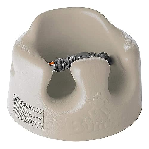Bumbo Infant Floor Seat Baby Lounger Sit Up Support Chair for 3 to 12 Months with 3 Point Adjustable Safety Strap Harness and Rounded Backrest, Taupe