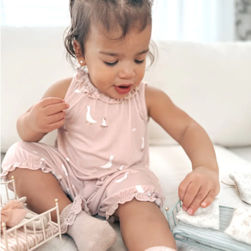 Tutu Goose Pink Bamboo Viscose Bubble Tank Romper | günamüna