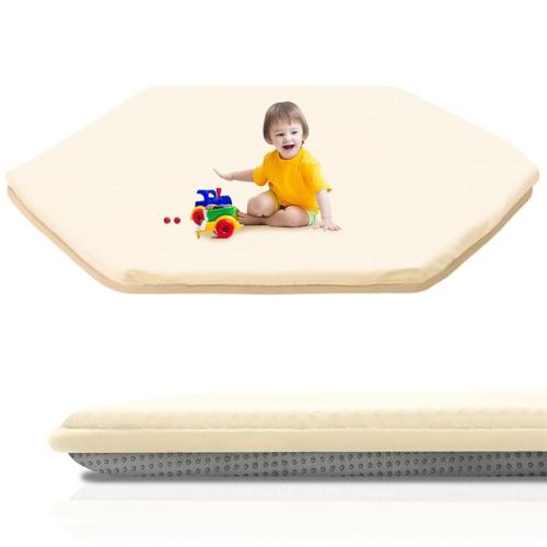 Baby Play Mat, Premium Thick Foam Crawling Soft Mat for Floor, Non-Slip Cushioned Baby Playmat for Infants, Babies, Toddlers, for Living Room (Cream, 52 x 45 in)