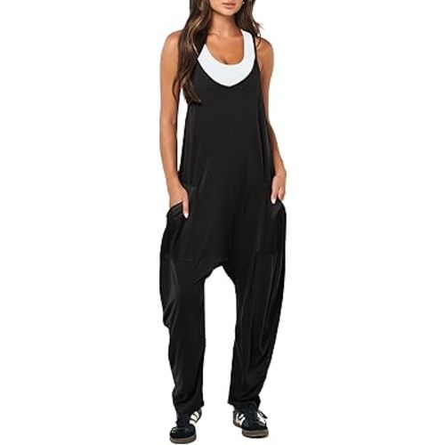 ANRABESS Women's Casual Loose Sleeveless Jumpsuits Spaghetti Strap Harem Long Pants Romper Overalls Summer Trendy Outfits