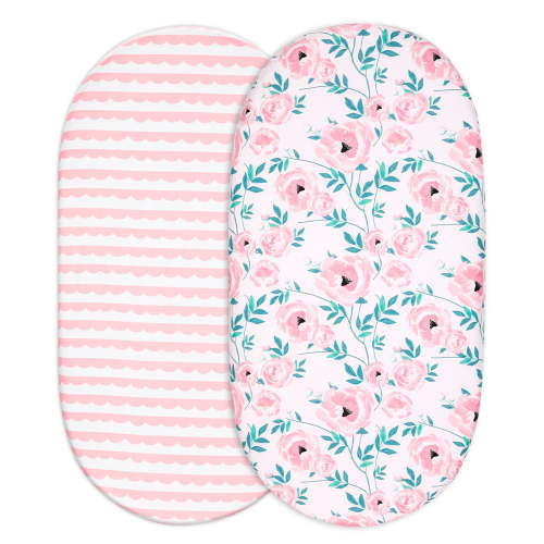 "Gllquen Baby Bassinet Crib Sheets Set, 32""X16"", Cozy Fitted Mattress Bed, Breathable, Safe, Rose Garden Design"