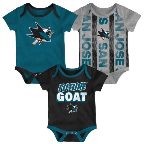 San Jose Sharks Newborn Loyal Buddies Three-Pack Bodysuit Set