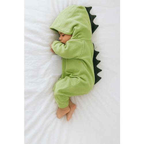 Baby Dinosaur Hooded Jumpsuit – Long Sleeve Romper with Dinosaur Spike – Little Dresser