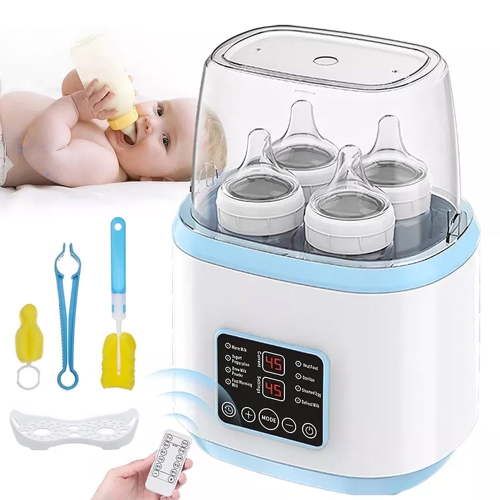 Baby Bottle Warmer and Sterilizer, 8-in-1 Multifuntion Breast Milk Warmer and Sterilizer, LCD Display Accurate Temperature Adjustment & 24H Constant Mode, Fast Baby Food Heater for Twins, Blue