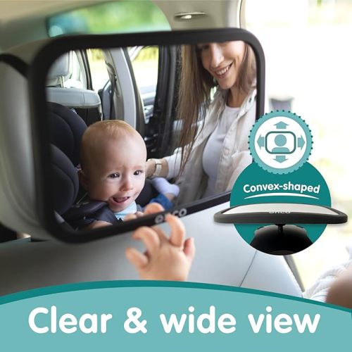 Onco Baby Car Mirror Rear Facing (2-Pack) - Award-Winning Car Mirror for Baby 100% Shatterproof Baby Mirror for Car Journeys, Shakeproof Car Seat Mirror for Baby Rear Facing, Universal Car Baby Mirror - Baby Car Mirror (2-Pack)