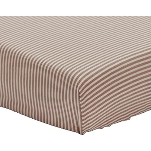 Crib Sheets – Organic Cotton Muslin Fitted Crib Sheet – Standard Size for Baby Boy and Baby Girl 28" x 52" Ultra-Soft and Breathable. (Natural Stripe)