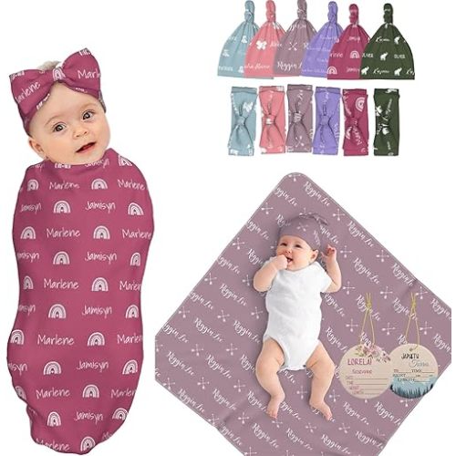 Personalized Baby Boy Swaddle Blanket, Personalized Baby Items, Custom Baby Girl Swaddle Blanket Wrap, Newborn Gifts