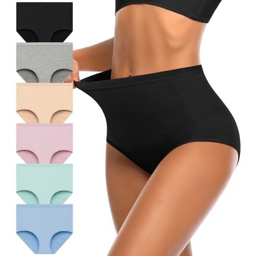 OLIKEME Womens Cotton Underwear High Waisted Postpartum C Section Panties Soft Stretch Breathable Full Coverage Briefs 6 Pack