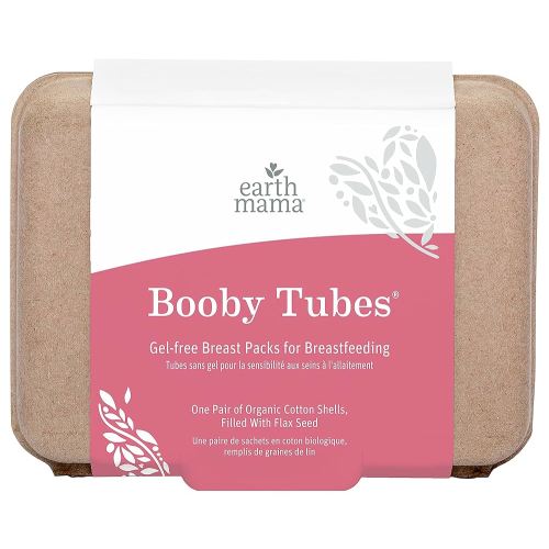Earth Mama Booby Tubes | Gel-Free Hot & Cold Compress Nursing Packs for Breastfeeding & Tender Breasts, 4.2-Ounce