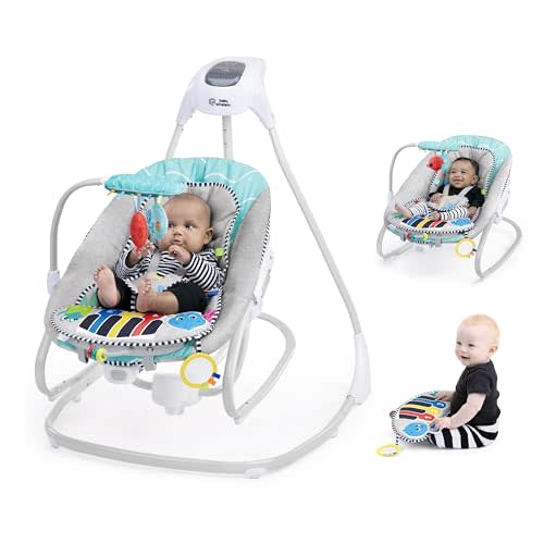 Baby Einstein Explorers Kick to It 4-in-1 Musical Baby Swing & Rocker, with Removable Piano Toy, Ages 0 Months and Up