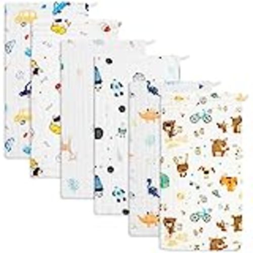 Maliton Muslin Baby Burp Cloths 6 Pack Large 20''x10'' 100% Cotton Burp Rags Absorbent and Soft 6 Layers Muslin Cloth Baby Essentials for Newborn(Zoo Pattern, Pack of 6) : Baby