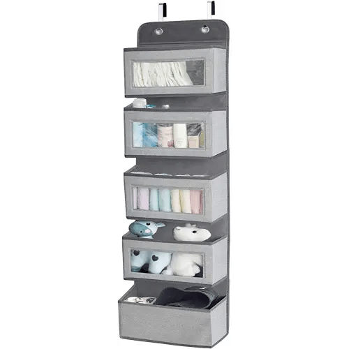 Over the Door Organizer, Back of Door Hanging Shelf Storage, Hanging  Shelves Closet Organizer with 4 Large Clear Pockets, Dual-use Hanging or  Wall Mount Diaper Toy Storage Bag for Nursery, Dorm 