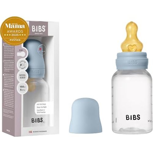 BIBS Plastic Baby Bottle, 150 ml, 1-Pack, Baby Blue